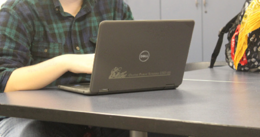 An Olathe North student's school issued laptop