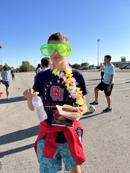 Freshman Gavin Galas knows how to tailgate at the North vs. East football game on Sept. 1. 